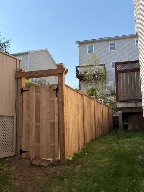 Wood privacy fence gate for a Halifax backyard