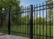 Black composite and ornamental fence