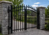 Black ornamental gate and posts